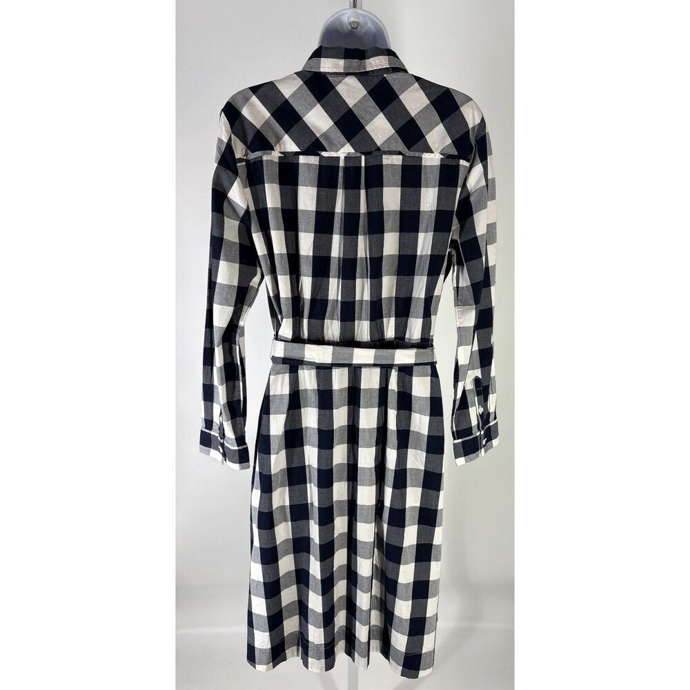 J.Crew Factory tie-waist poplin shirt dress in gingham - Picture 3 of 7